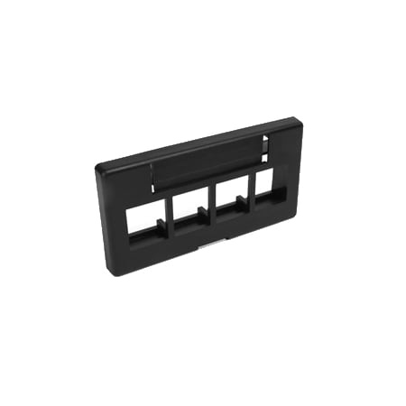 Leviton 4-Port Faceplate Fits Standard, Modular Furniture, Black W/Id Window 49910-SE4